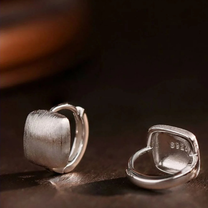 925 Sterling Silver Minimalist Square Earring