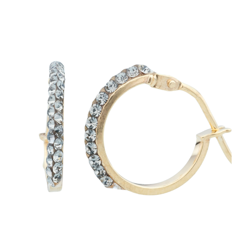 9ct Yellow Gold Hoop Earrings with Black Swarovski Crystals Skinstore