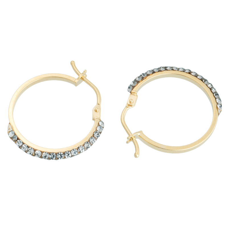 9ct Yellow Gold Hoop Earrings with Black Swarovski Crystals Skinstore