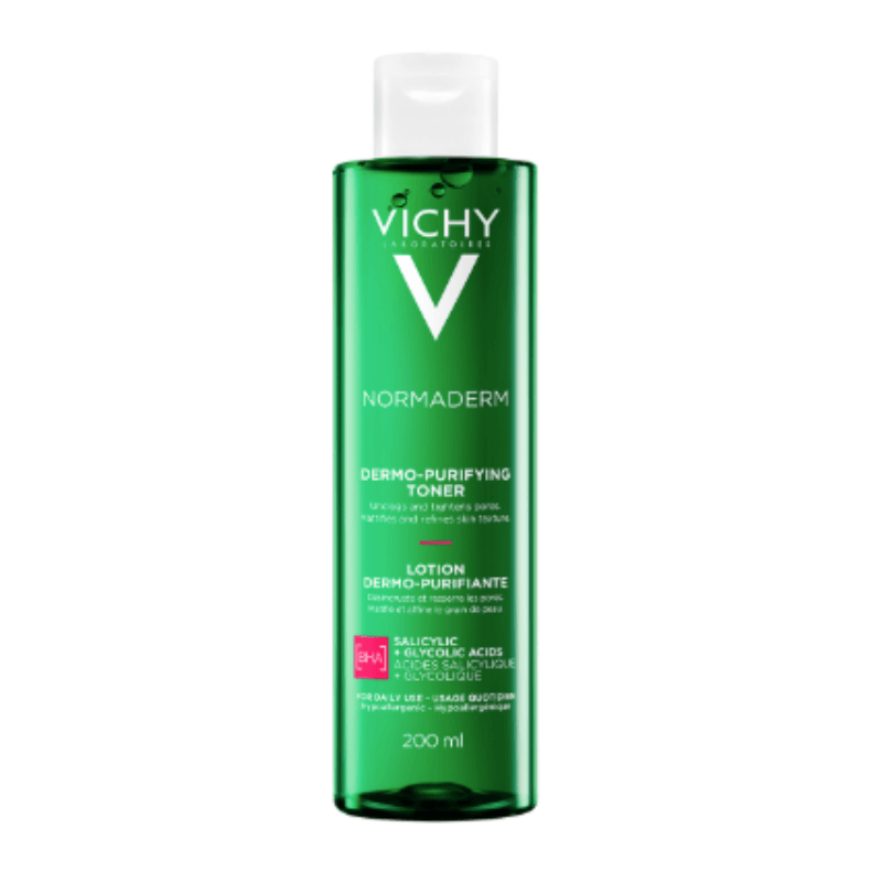 Vichy Normaderm toner bottle on a white background